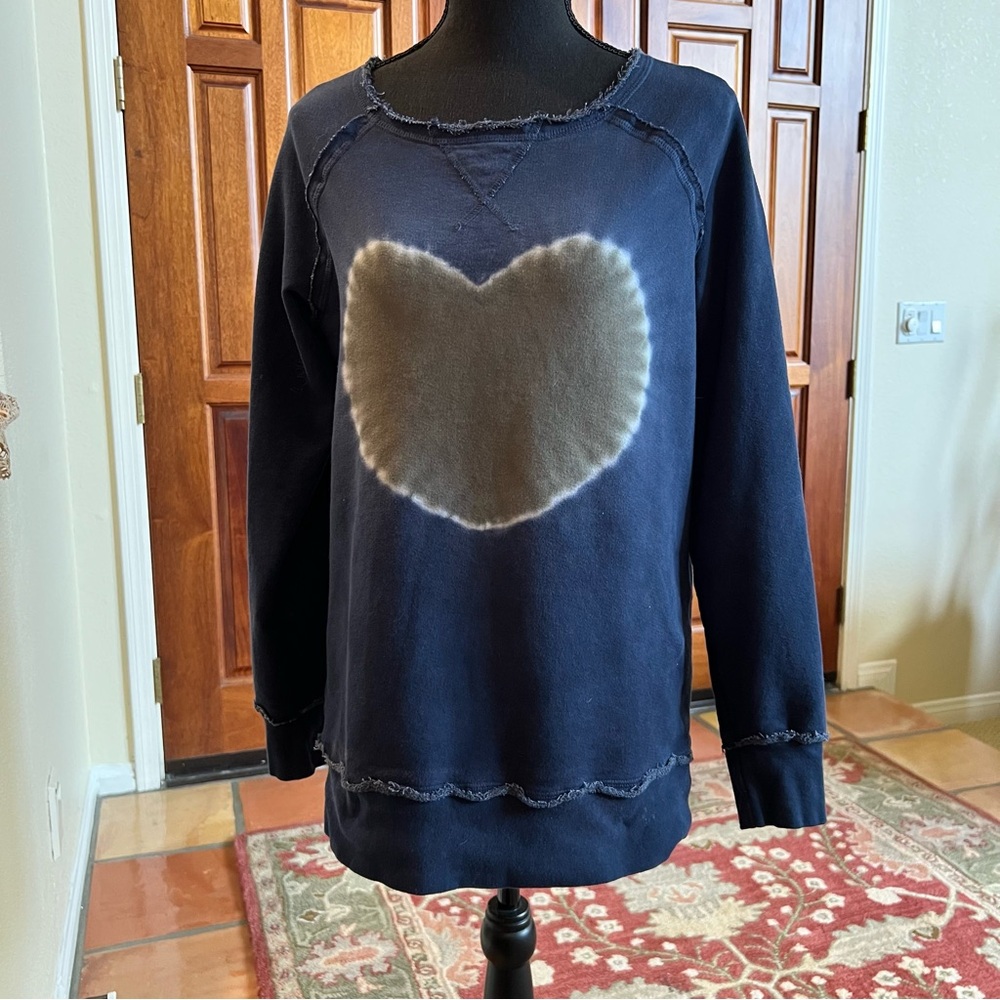 ALLEN ALLEN Sweatshirt with Heart Tie Dye Black Gray Size Small